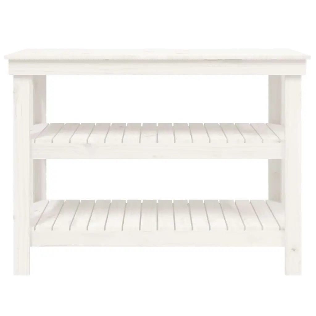 Work Bench White 110.5x50x80 cm Solid Wood Pine 823645