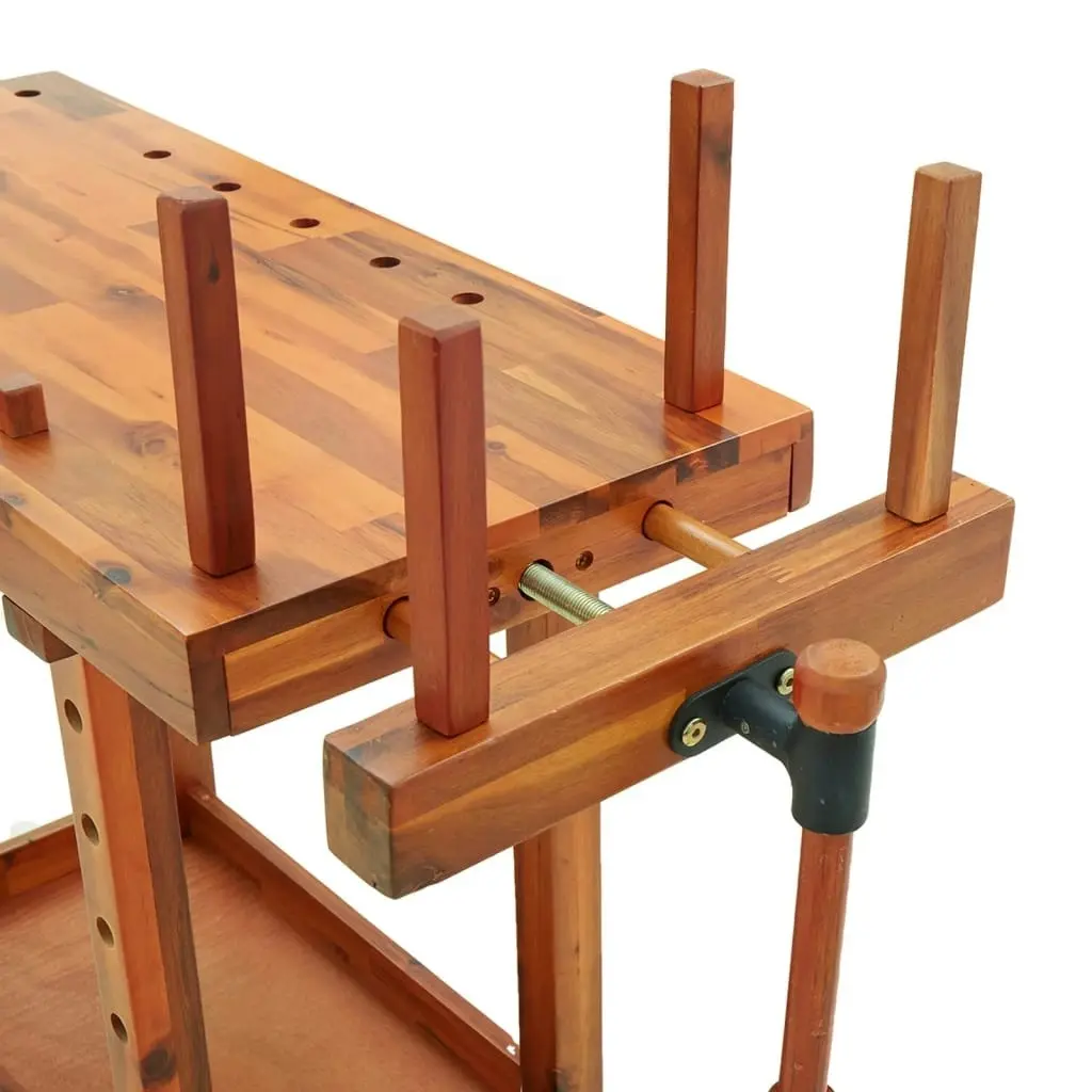 Workbench with Vices 92x48x83 cm Solid Wood Acacia 153319