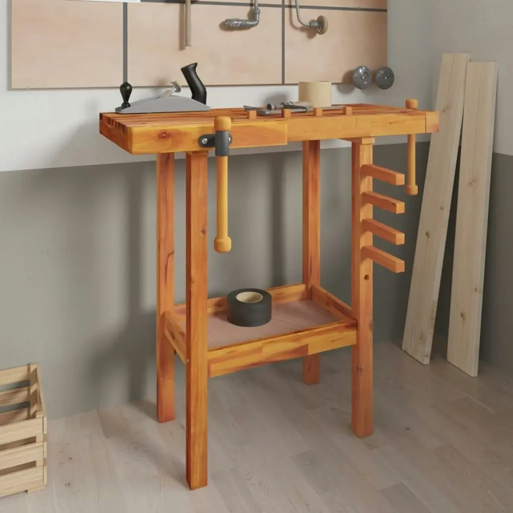 Workbench with Vices 92x48x83 cm Solid Wood Acacia 153319