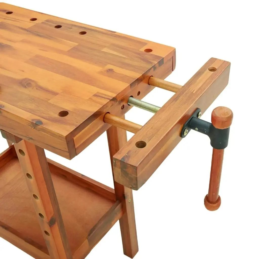 Workbench with Vices 92x48x83 cm Solid Wood Acacia 153319