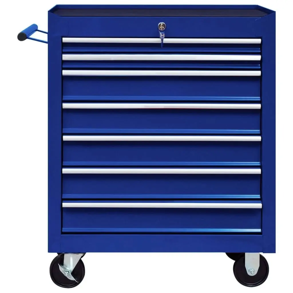 Workshop Tool Trolley with 7 Drawers Blue 147173