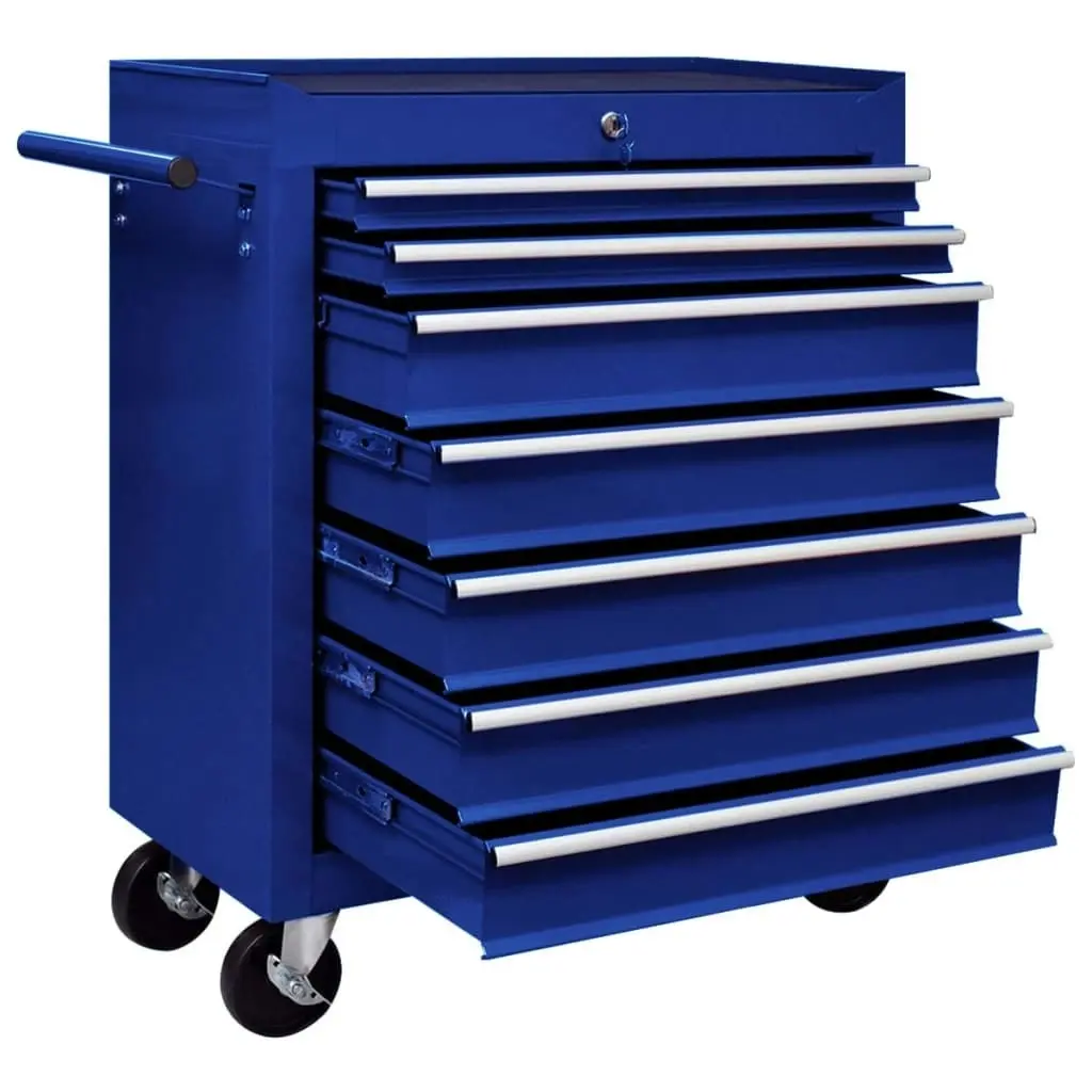 Workshop Tool Trolley with 7 Drawers Blue 147173