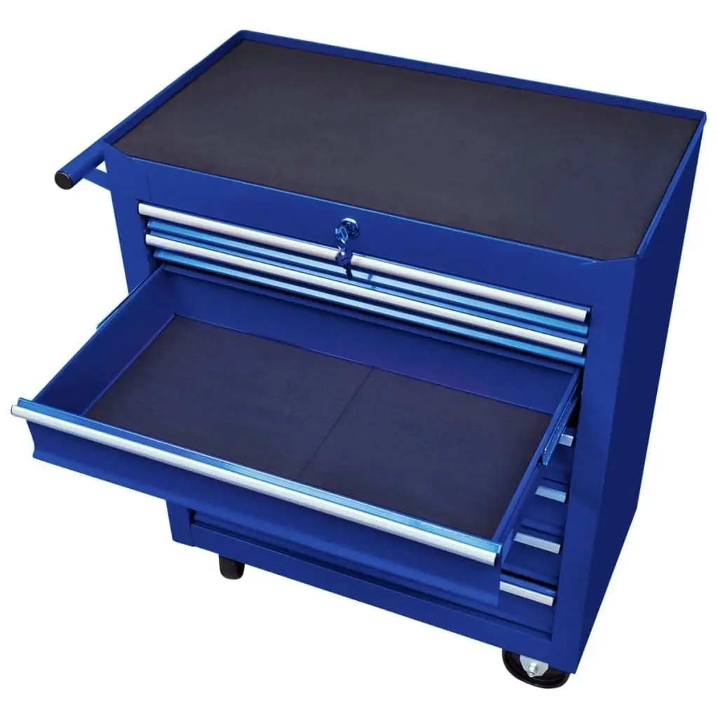 Workshop Tool Trolley with 7 Drawers Blue 147173