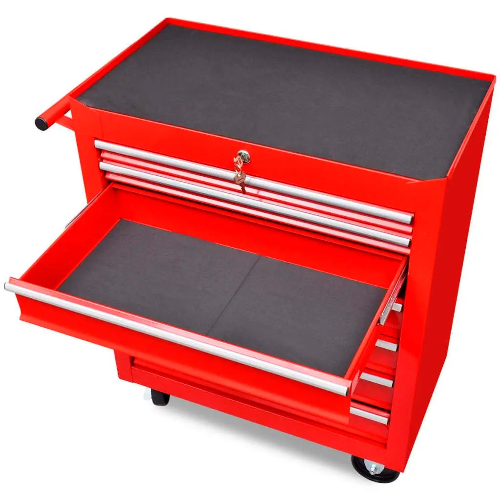 Workshop Tool Trolley 7 Drawers Red 141955