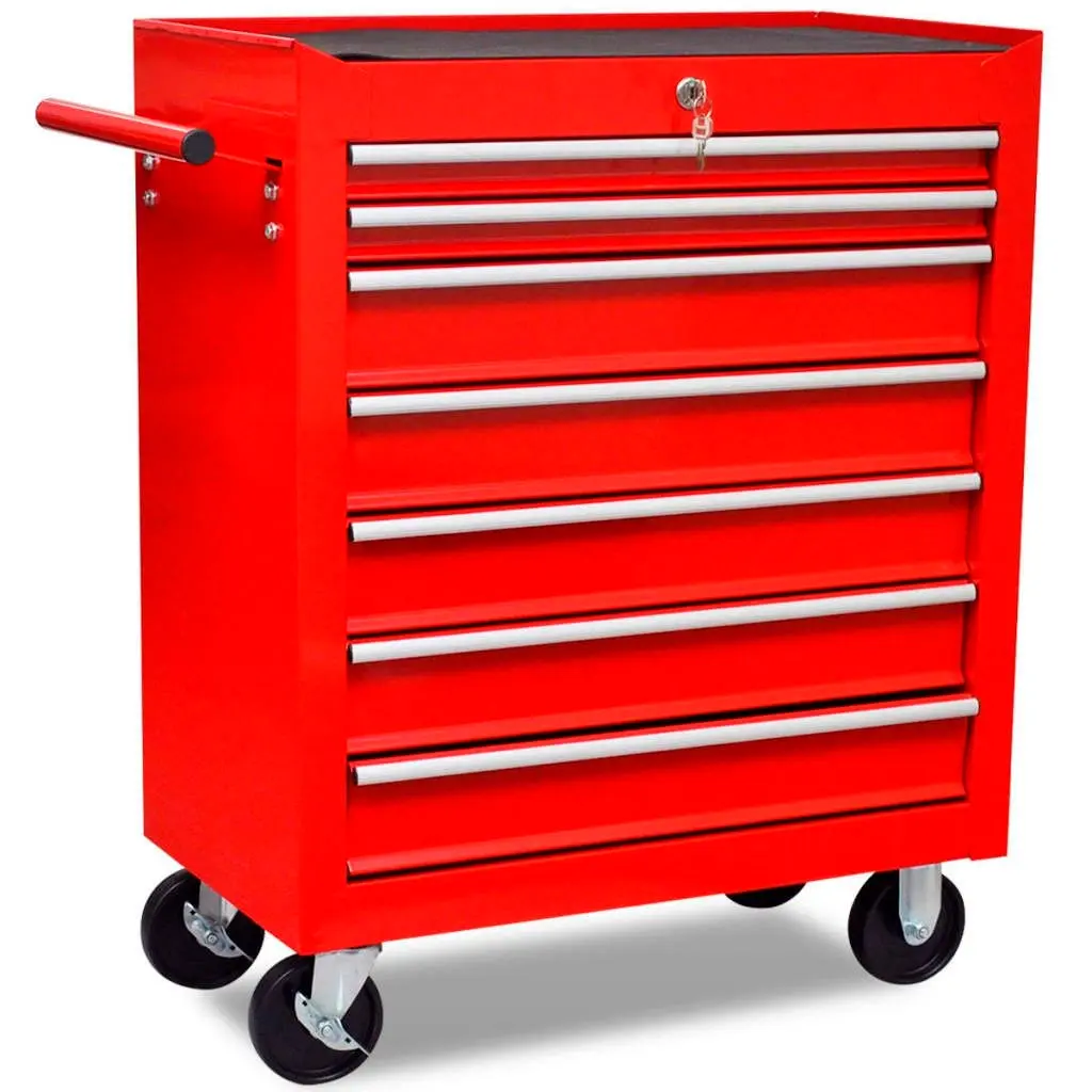 Workshop Tool Trolley 7 Drawers Red 141955