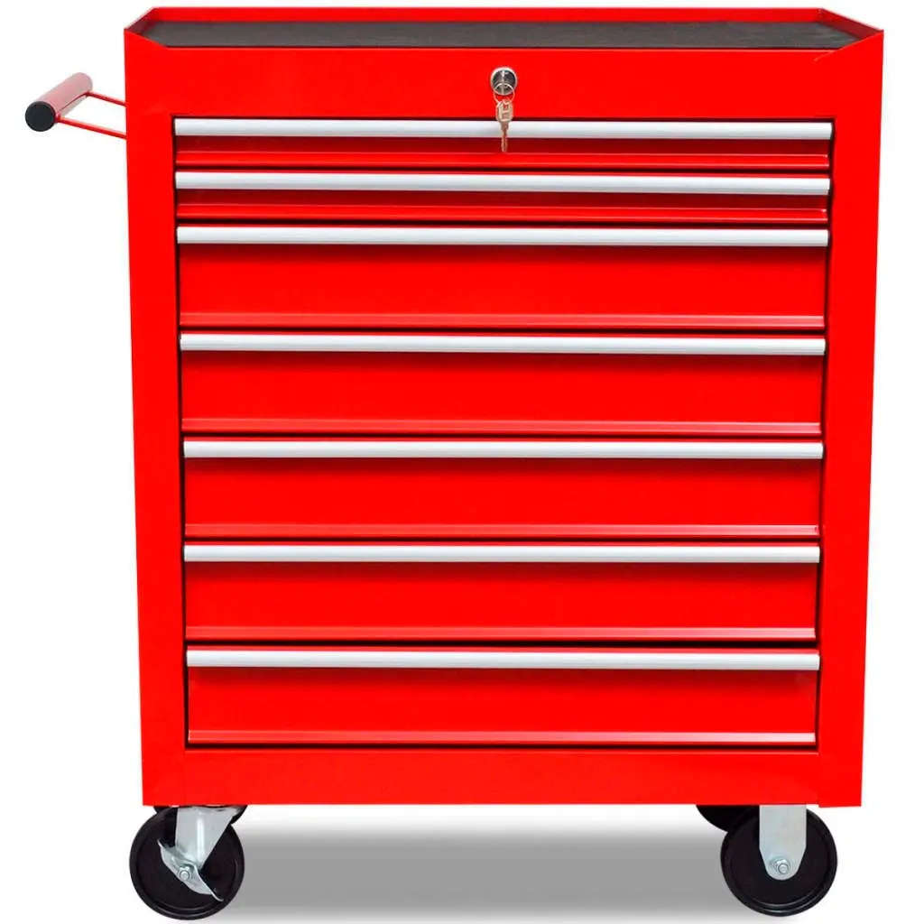 Workshop Tool Trolley 7 Drawers Red 141955