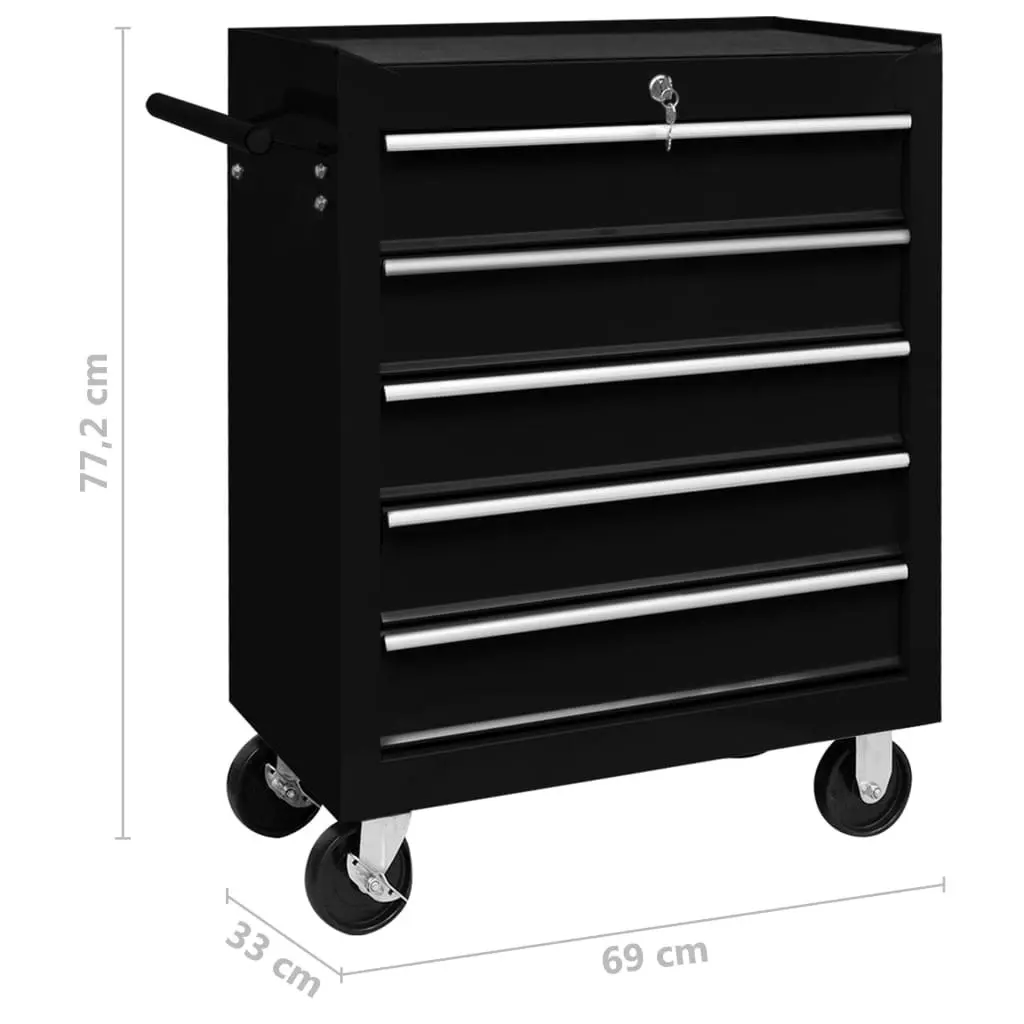 Workshop Tool Trolley with 5 Drawers Black 147172