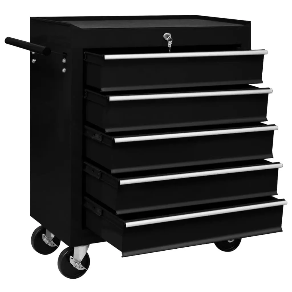 Workshop Tool Trolley with 5 Drawers Black 147172