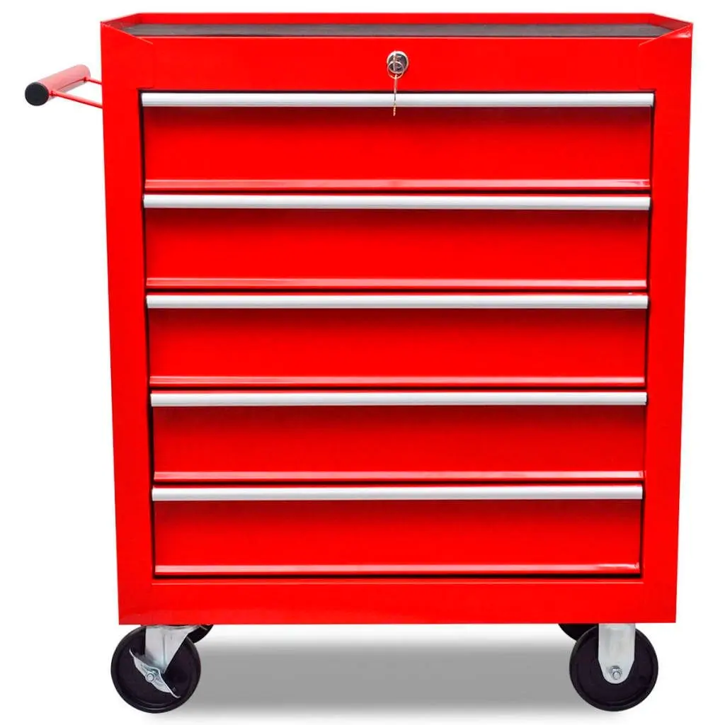 Workshop Tool Trolley 5 Drawers Red 141954