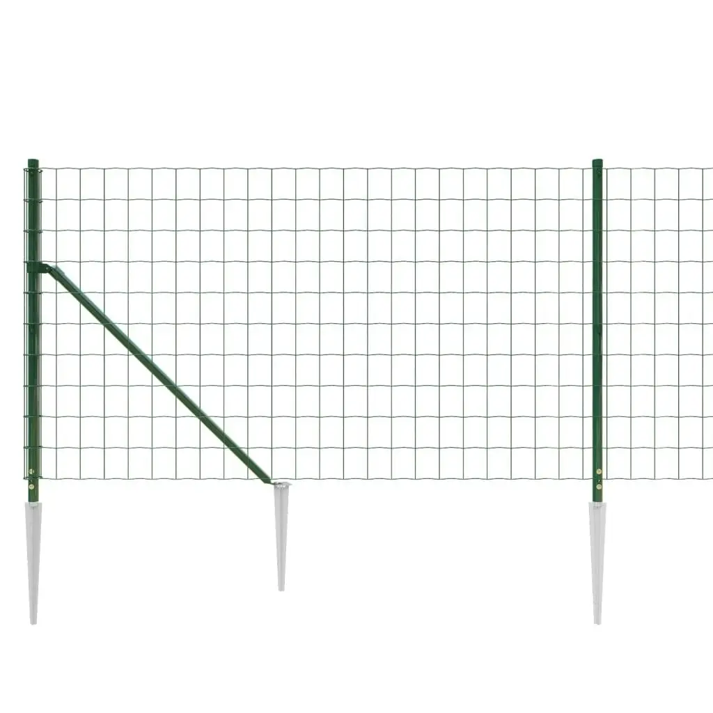 Wire Mesh Fence with Spike Anchors Green 1x25 m 154121