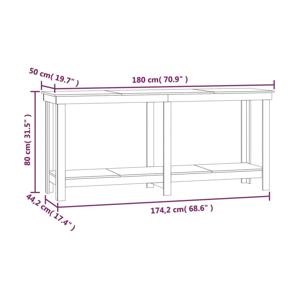 Work Bench 180x50x80 cm Solid Wood Pine 822511