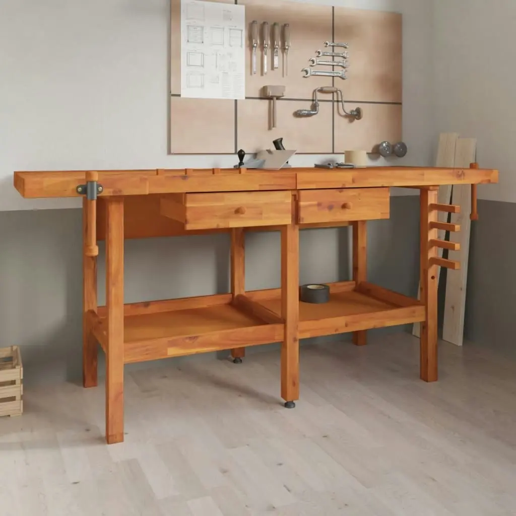 Workbench with Drawers and Vices 192x62x83 cm Solid Wood Acacia 153325