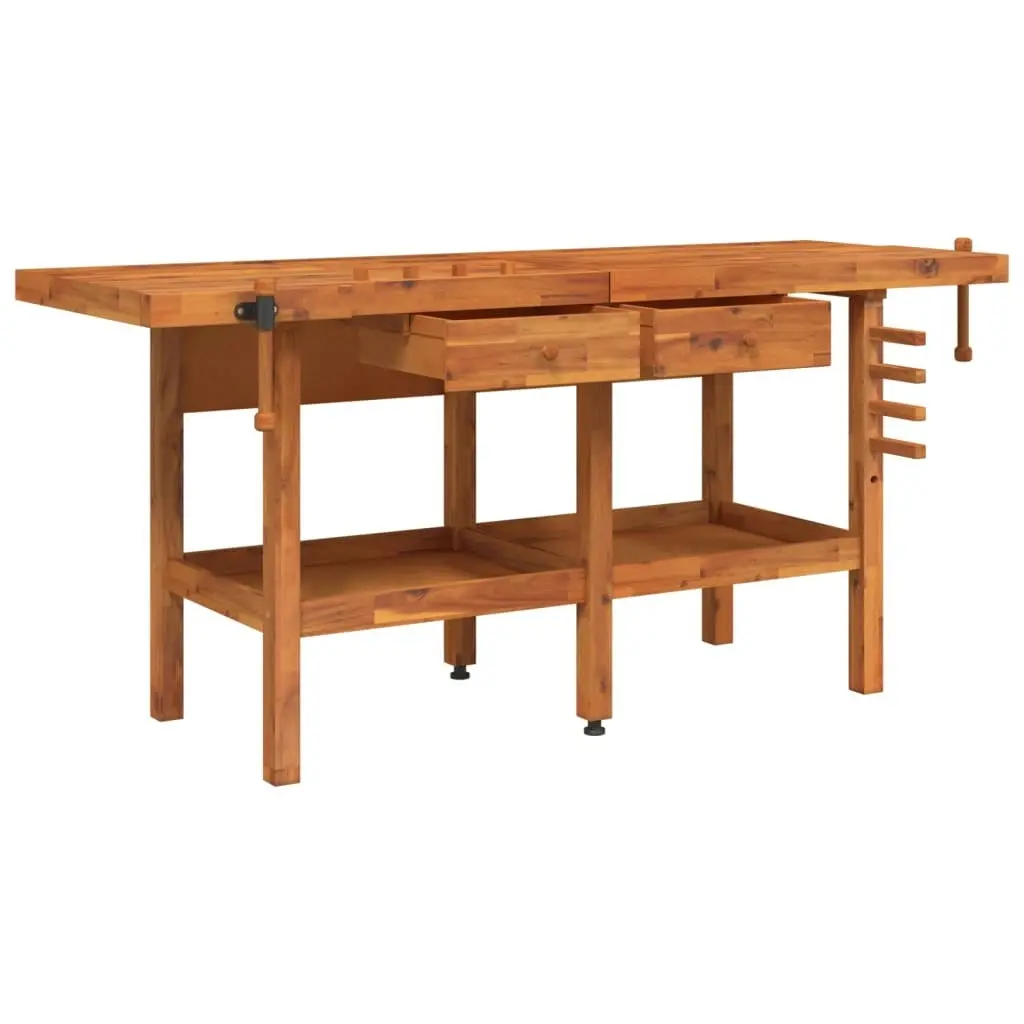 Workbench with Drawers and Vices 192x62x83 cm Solid Wood Acacia 153325