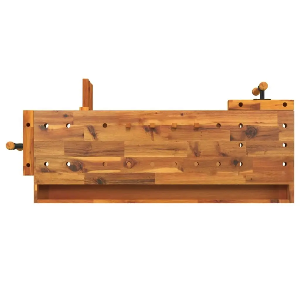 Workbench with Drawer and Vices 124x52x83 cm Solid Wood Acacia 153320