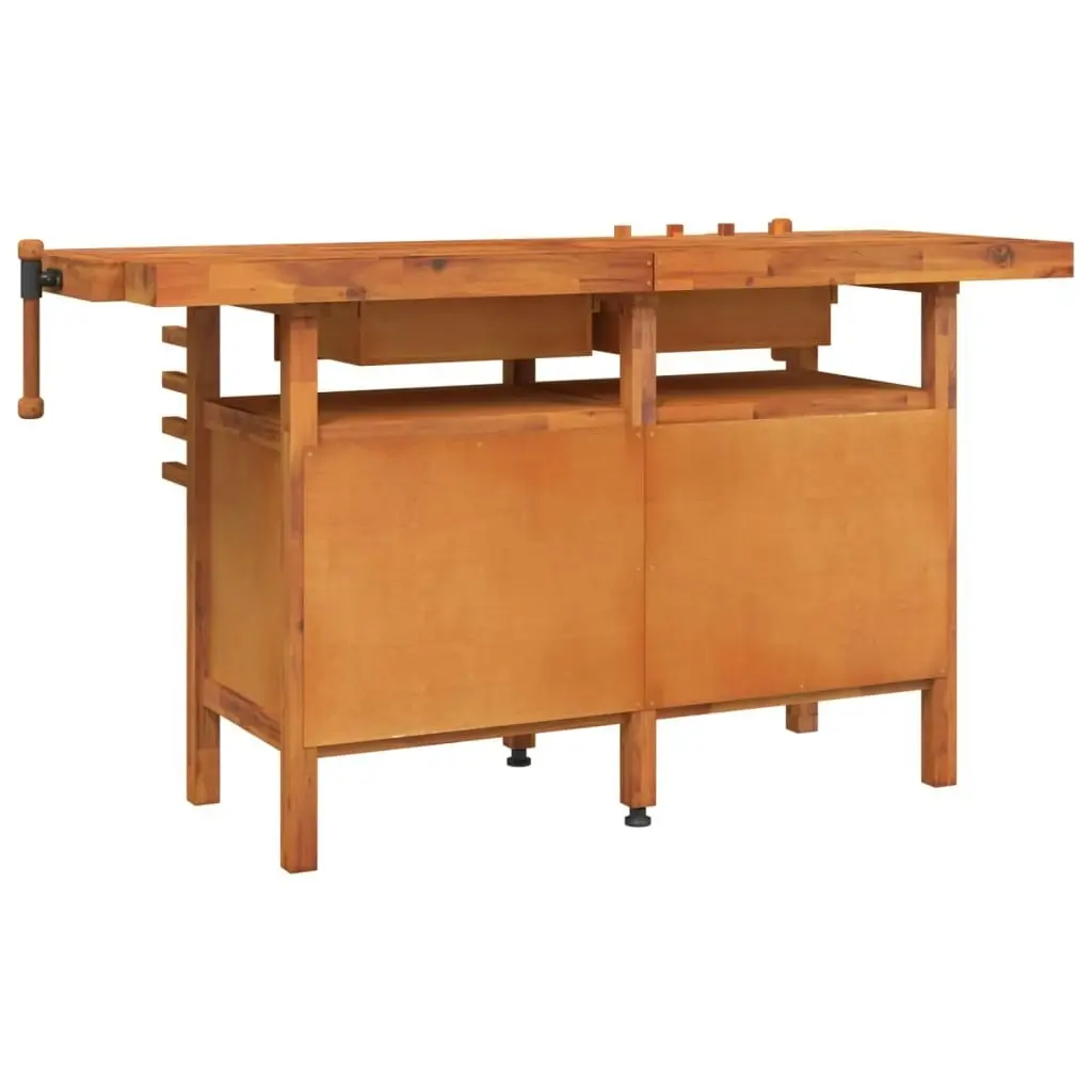 Workbench with Drawers and Vices 162x62x83 cm Solid Wood Acacia 153324