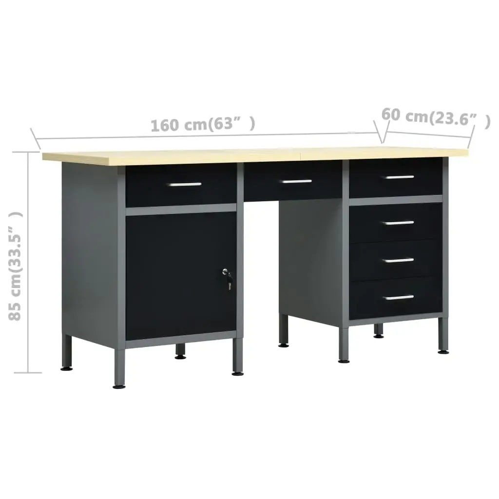 Workbench Black 160x60x85 cm Steel 145347