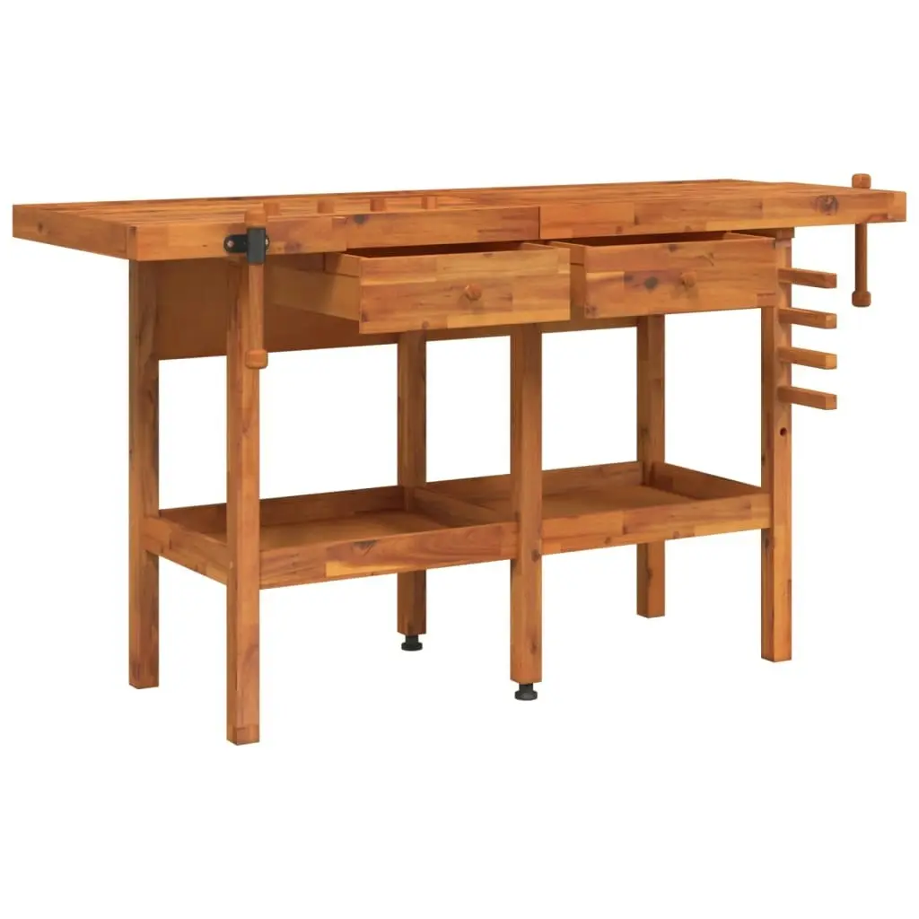 Workbench with Drawers and Vices 162x62x83 cm Solid Wood Acacia 153323