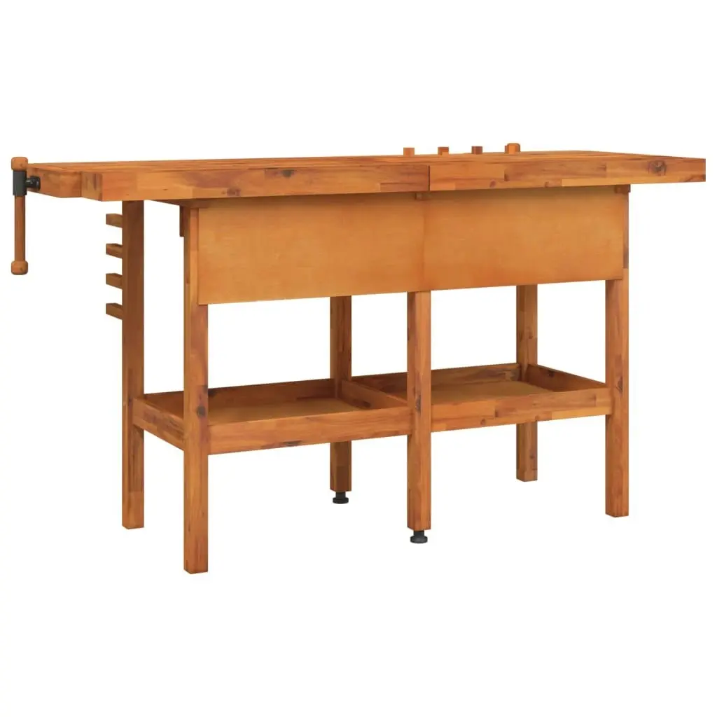 Workbench with Drawers and Vices 162x62x83 cm Solid Wood Acacia 153323