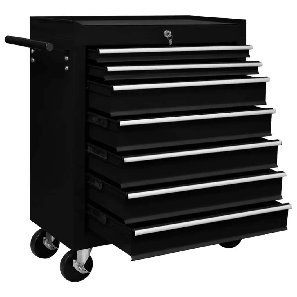 Workshop Tool Trolley with 7 Drawers Black 147174