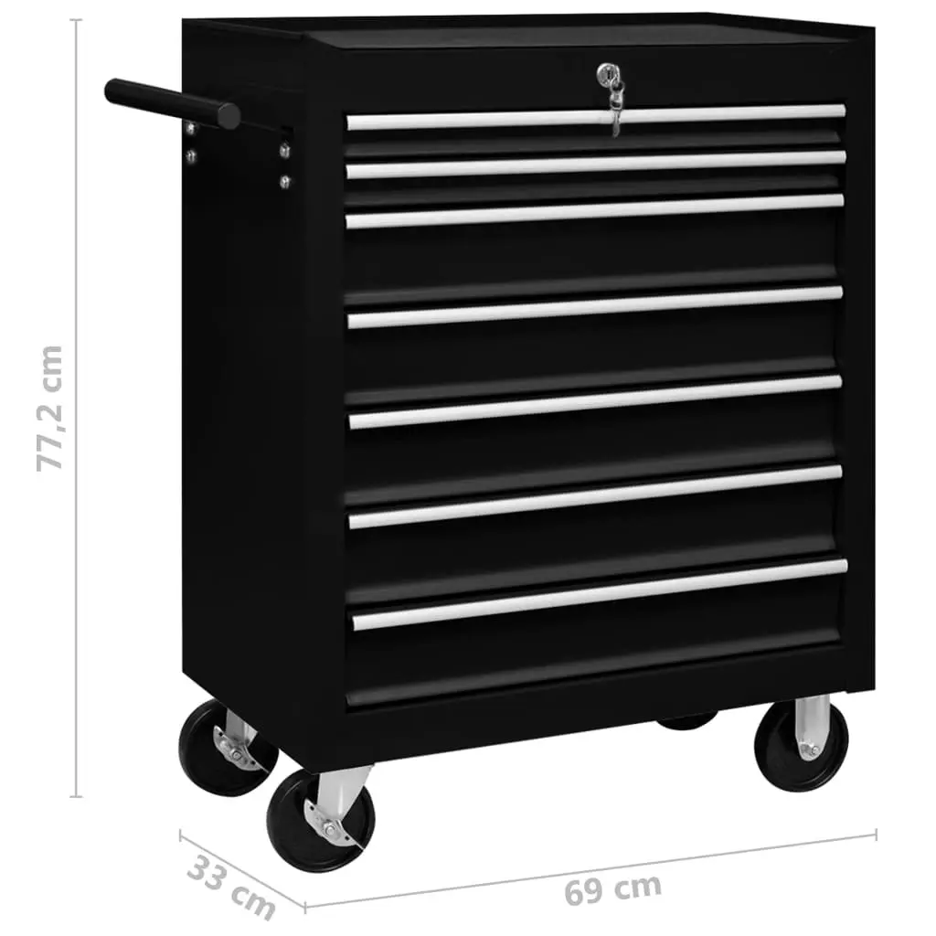 Workshop Tool Trolley with 7 Drawers Black 147174