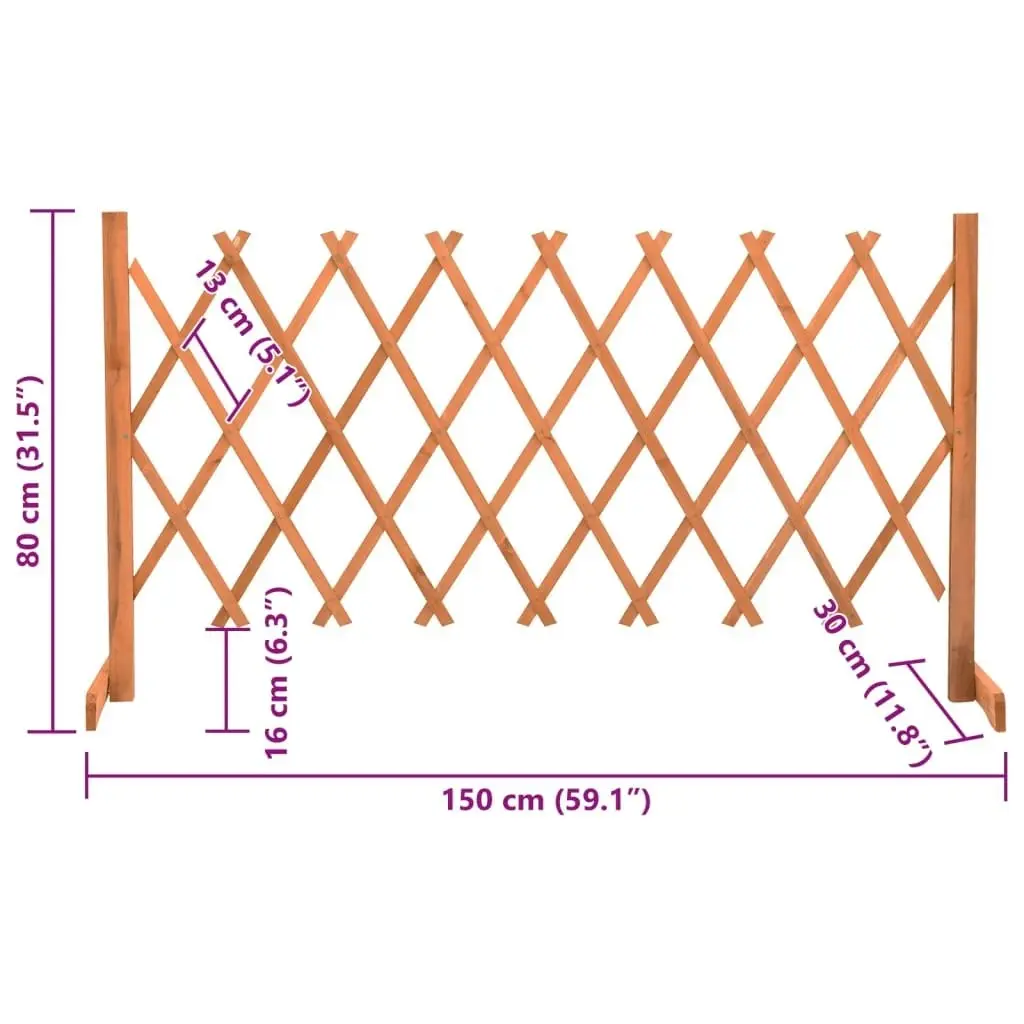 Garden Trellis Fence Orange 150x80 cm Solid Firwood 314826