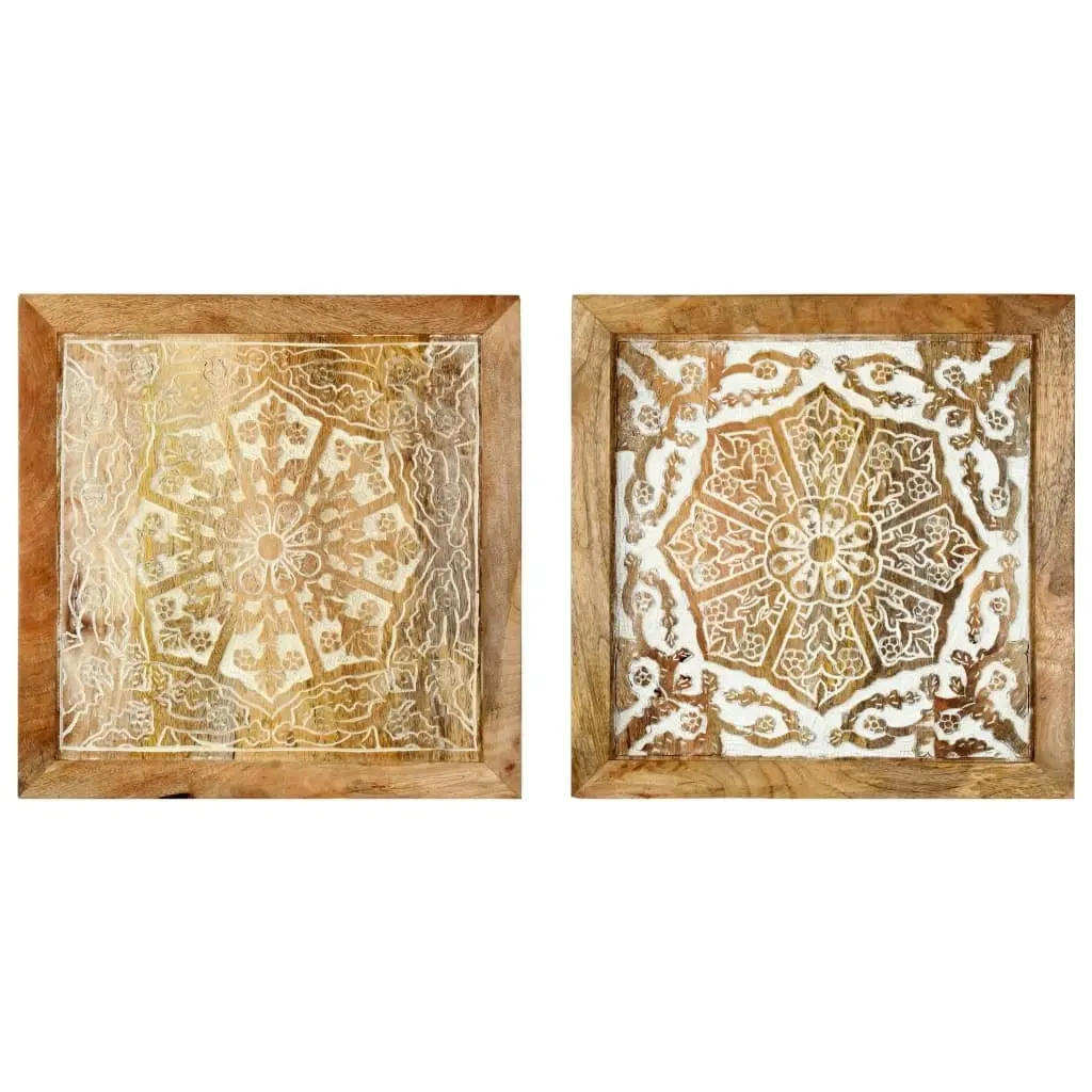 Hand-Carved Wall Panels 2 pcs Solid Mango Wood 40x40x1.5 cm 321651