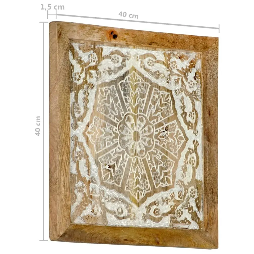 Hand-Carved Wall Panels 2 pcs Solid Mango Wood 40x40x1.5 cm 321651