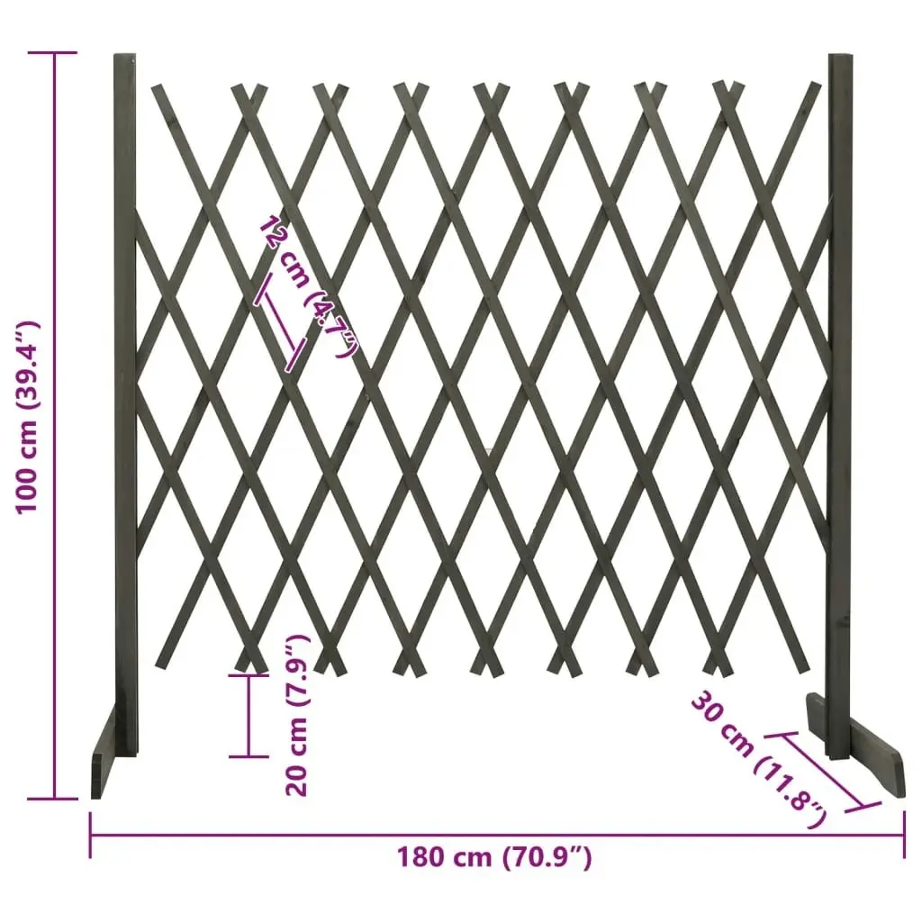 Garden Trellis Fence Grey 180x100 cm Solid Firwood 314829