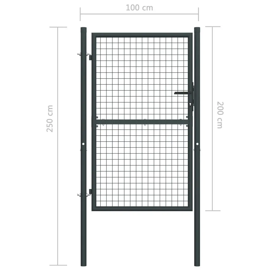 Mesh Garden Gate Galvanised Steel 100x250 cm Grey 145775