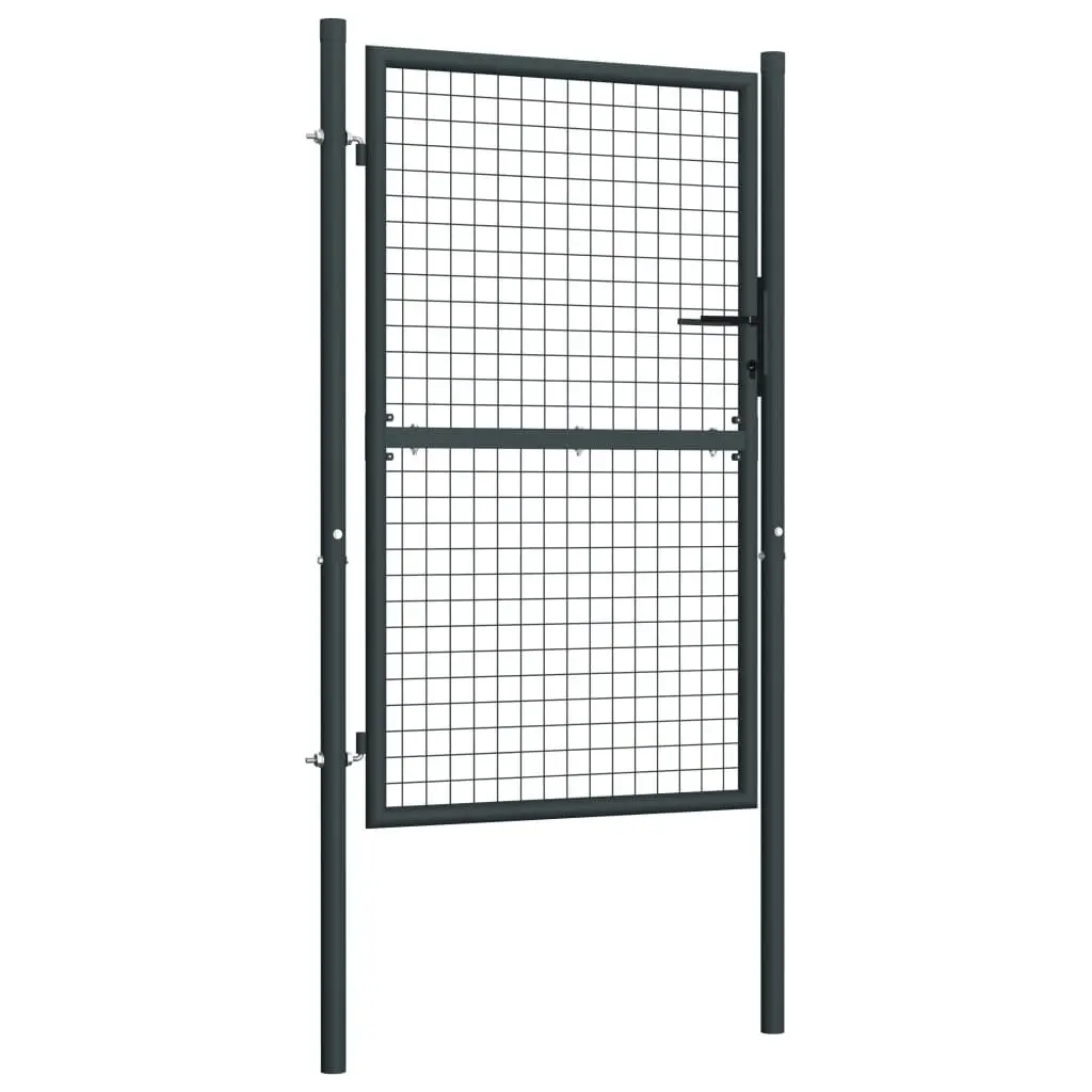 Mesh Garden Gate Galvanised Steel 100x250 cm Grey 145775