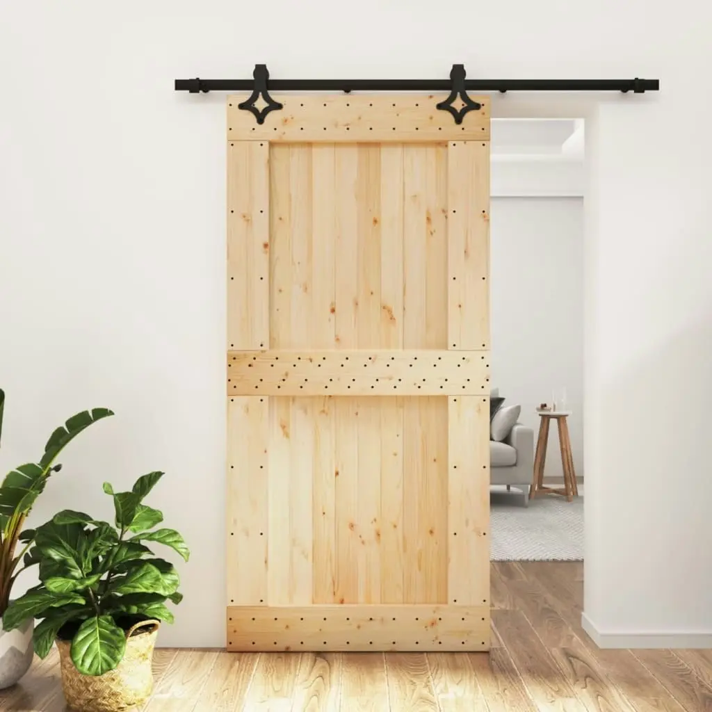 Sliding Door with Hardware Set 100x210 cm Solid Wood Pine 3203150