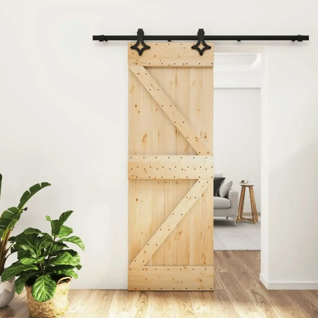 Sliding Door with Hardware Set 70x210 cm Solid Wood Pine 3203136