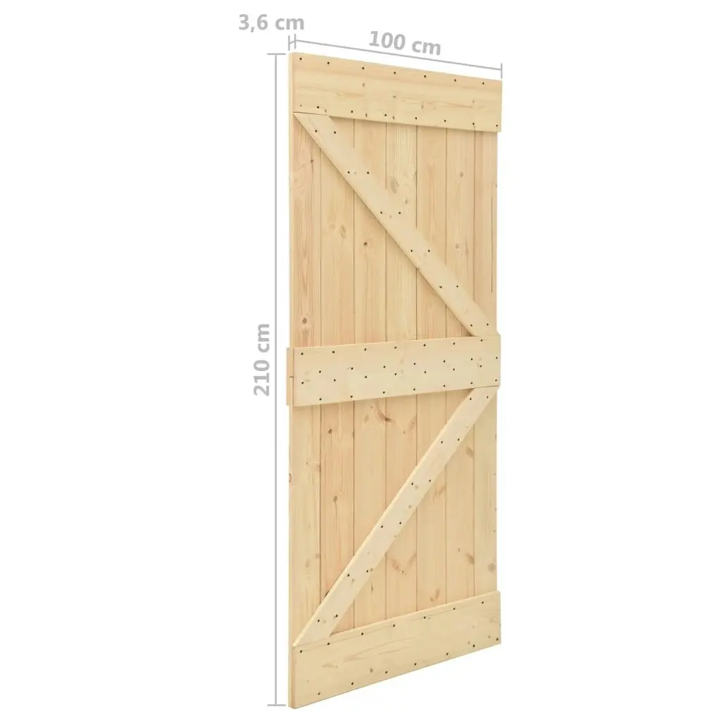 Sliding Door with Hardware Set 100x210 cm Solid Pine Wood 3057501