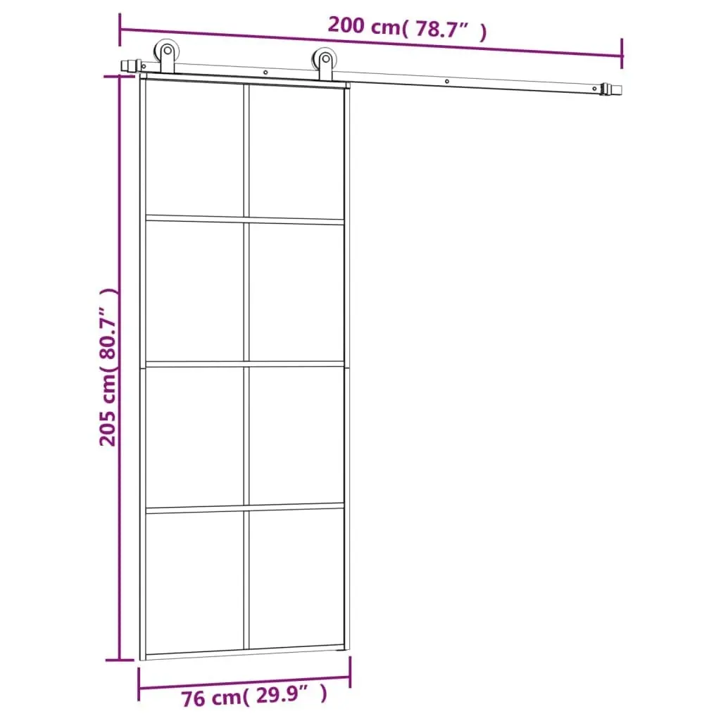 Sliding Door with Hardware Set 76x205 cm ESG Glass&Aluminium 3152140