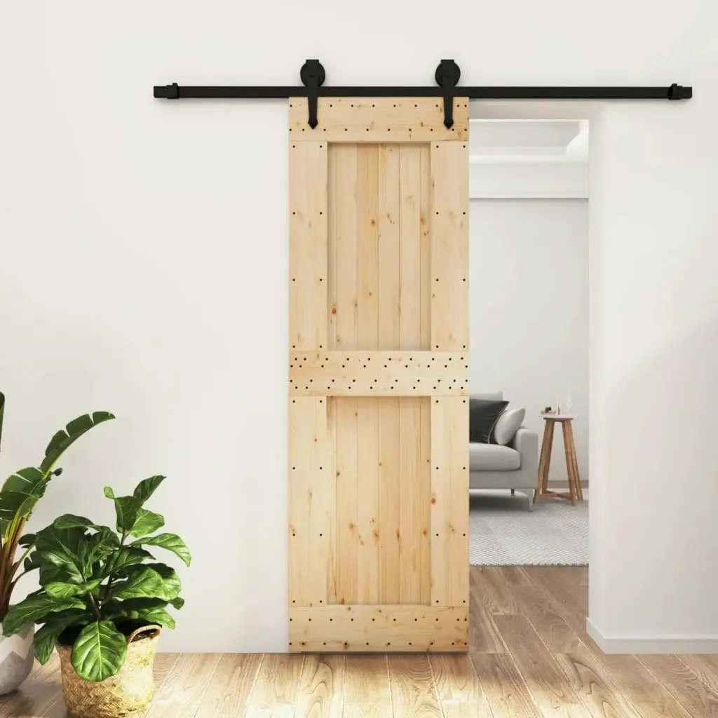 Sliding Door with Hardware Set 70x210 cm Solid Wood Pine 3203236