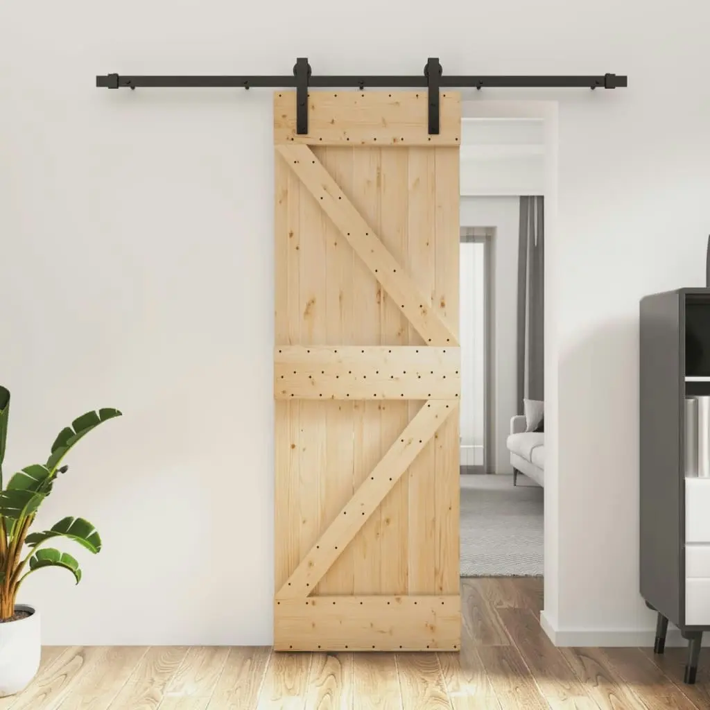 Sliding Door with Hardware Set 70x210 cm Solid Wood Pine 3202983