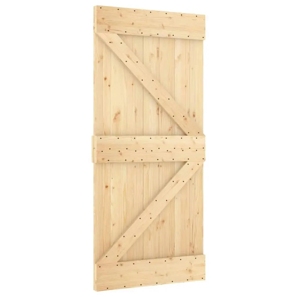 Sliding Door with Hardware Set 95x210 cm Solid Wood Pine 3203138