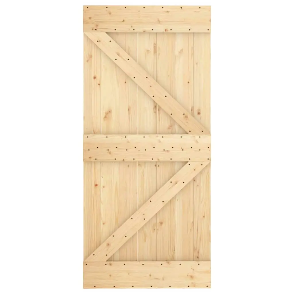 Sliding Door with Hardware Set 95x210 cm Solid Wood Pine 3203138