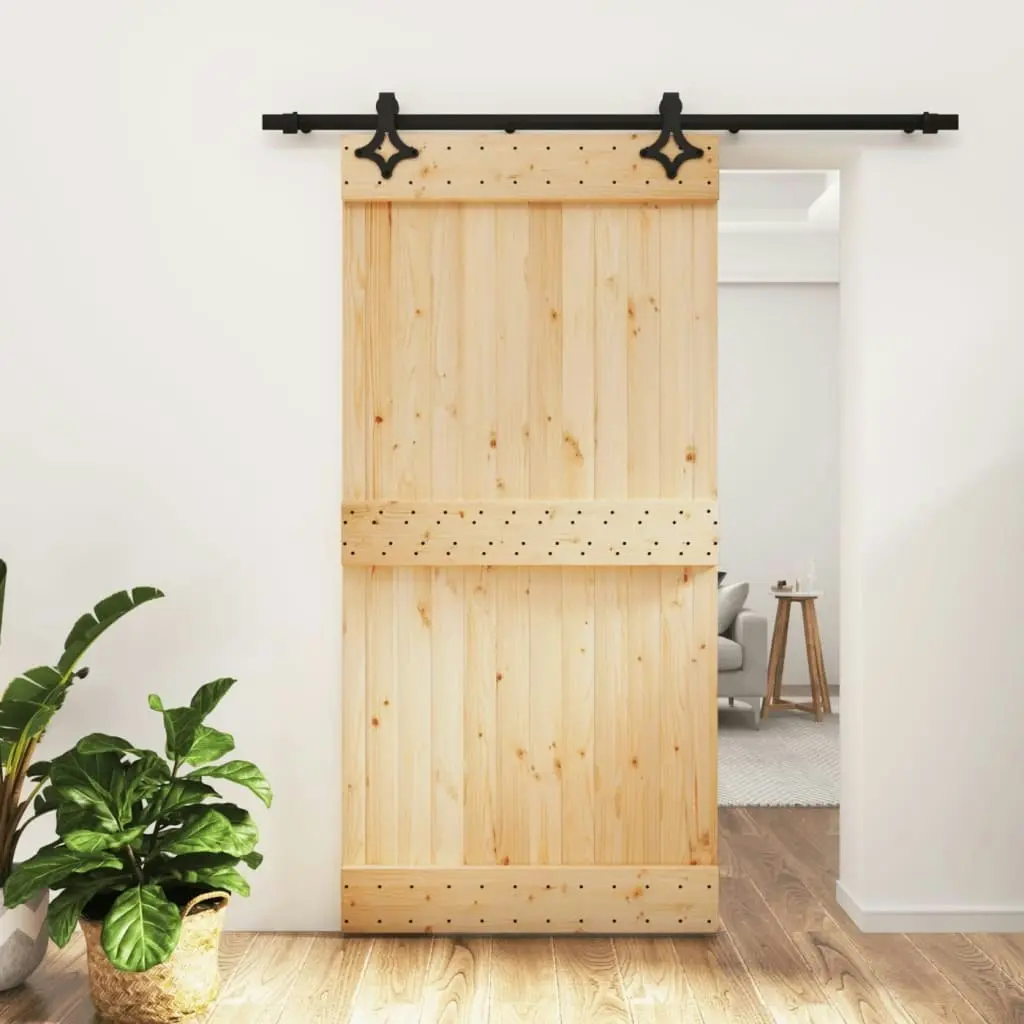 Sliding Door with Hardware Set 100x210 cm Solid Wood Pine 3203144