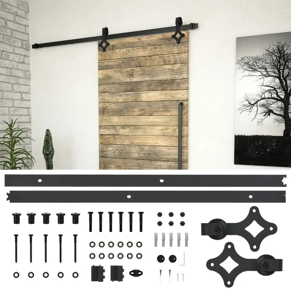 Sliding Door SKIEN Hardware Kit 183 cm Steel Black 145260