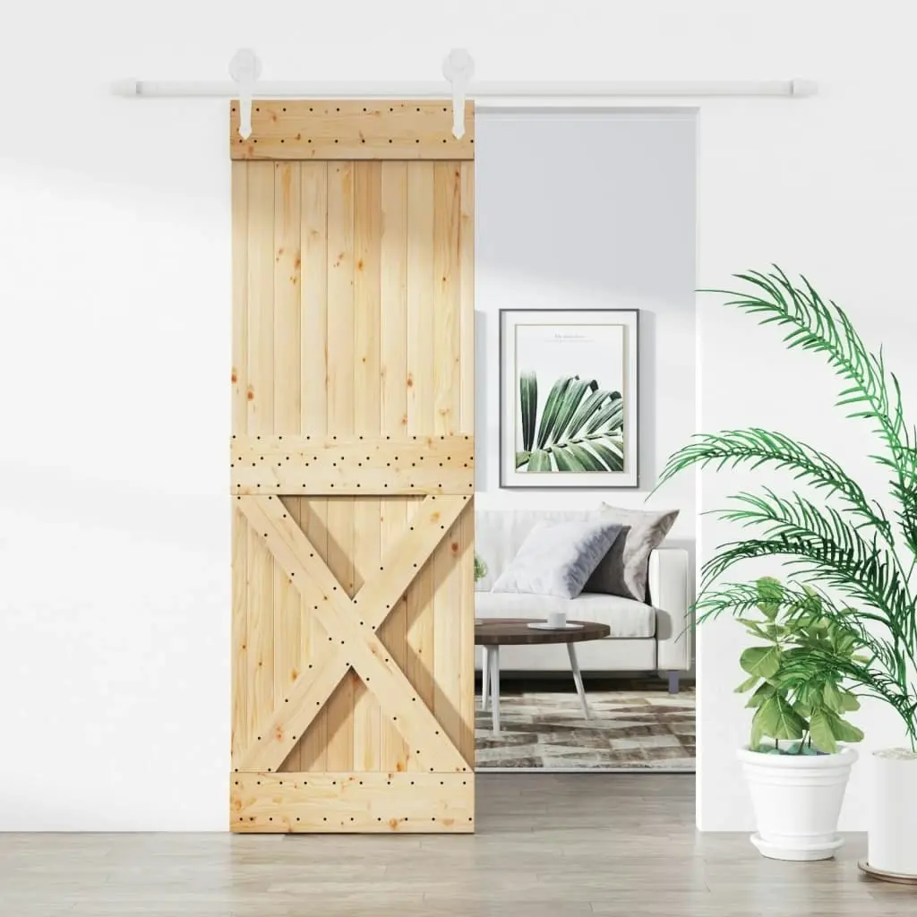 Sliding Door with Hardware Set 70x210 cm Solid Wood Pine 3203266