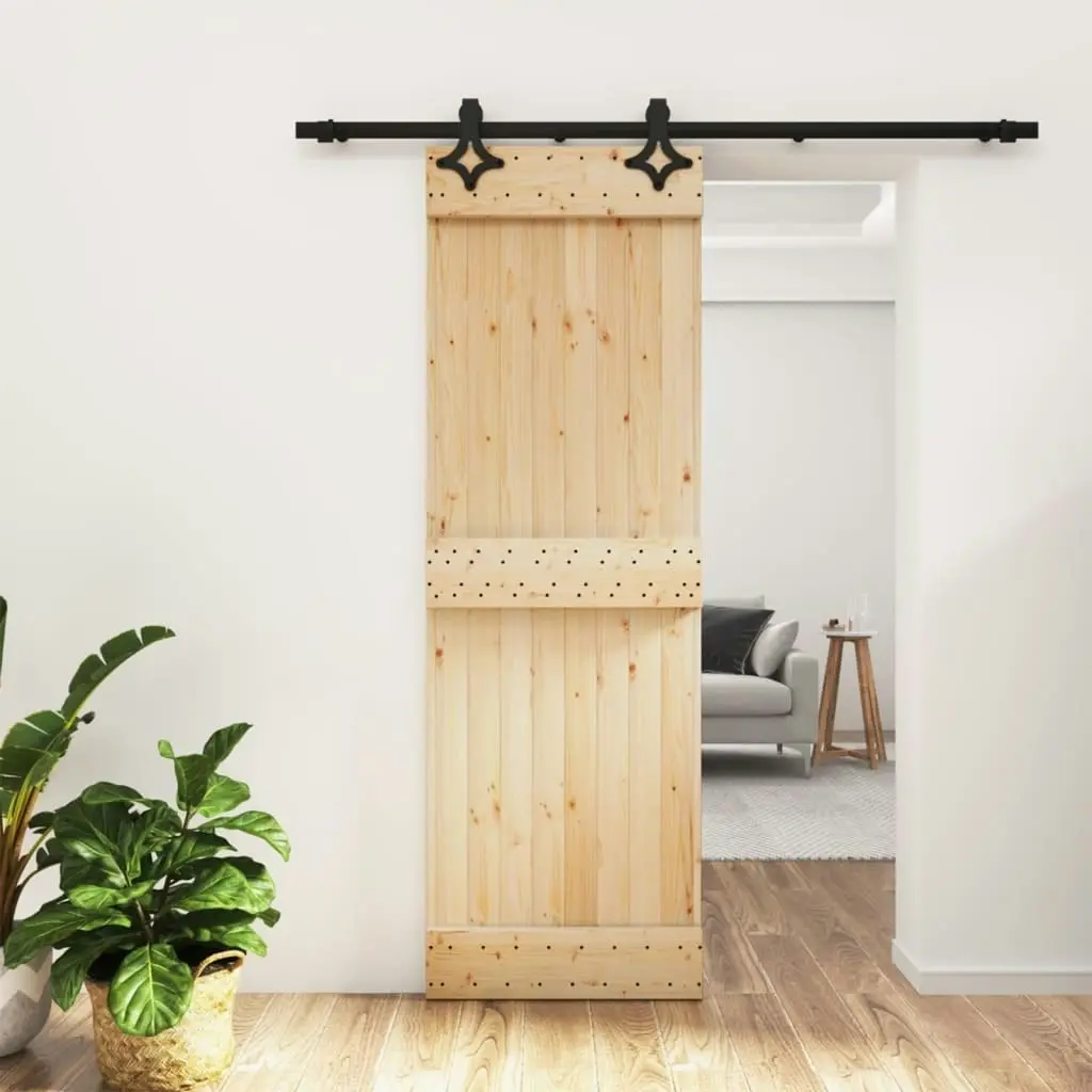 Sliding Door with Hardware Set 70x210 cm Solid Wood Pine 3203139