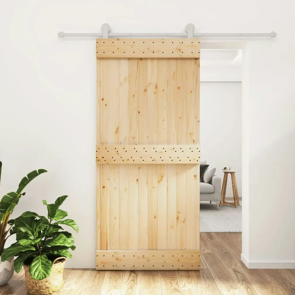 Sliding Door with Hardware Set 95x210 cm Solid Wood Pine 3203108