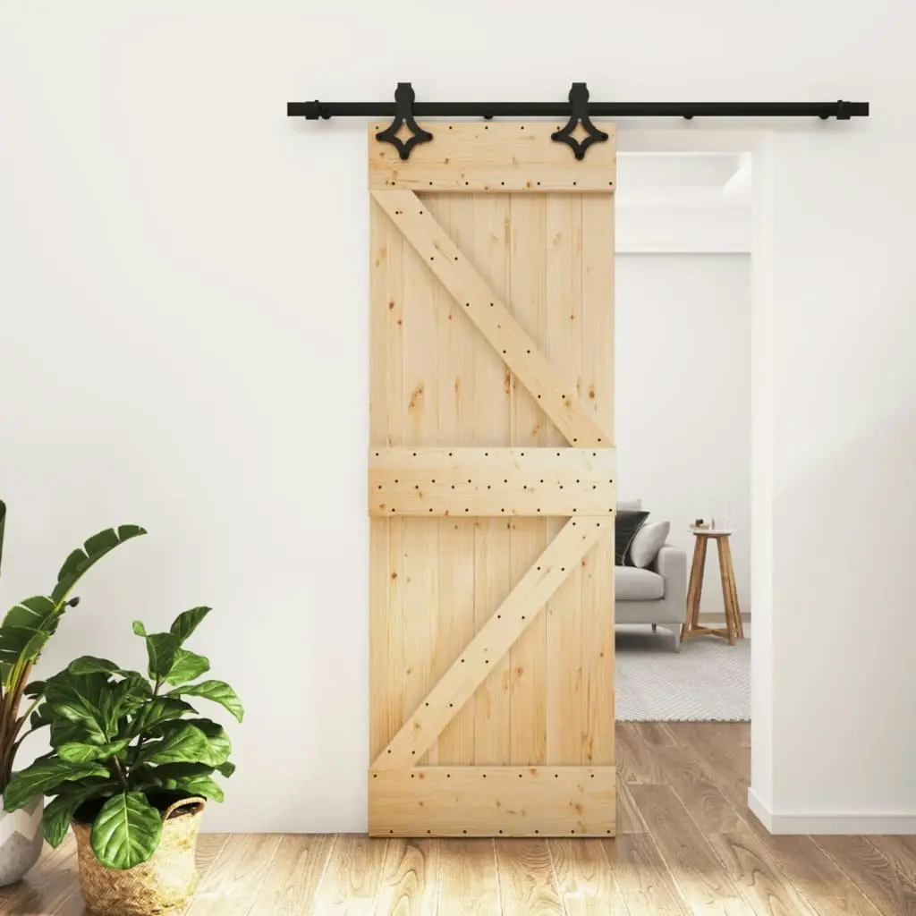 Sliding Door with Hardware Set 70x210 cm Solid Wood Pine 3203122