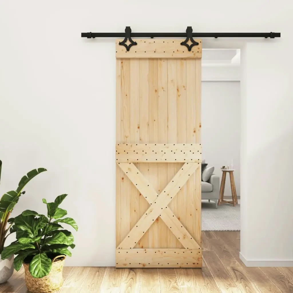 Sliding Door with Hardware Set 80x210 cm Solid Wood Pine 3203152