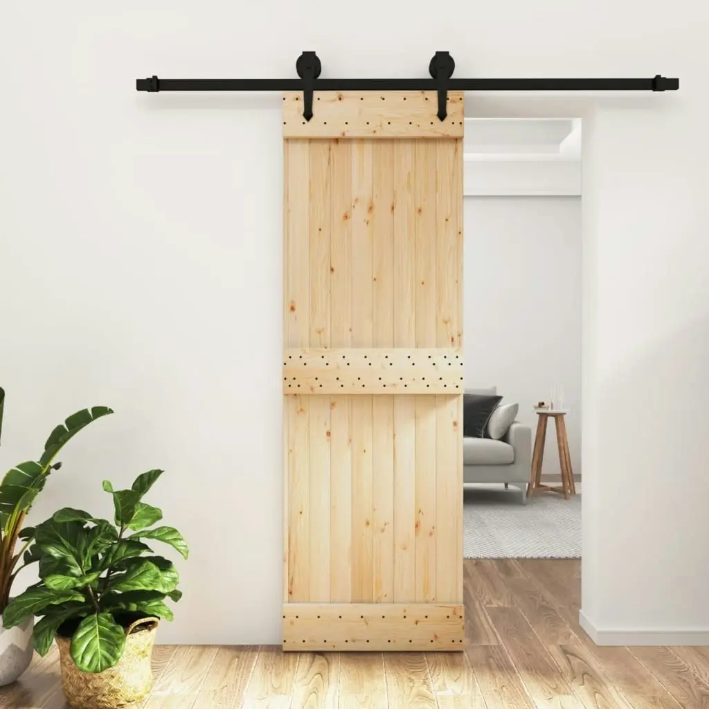 Sliding Door with Hardware Set 70x210 cm Solid Wood Pine 3203230