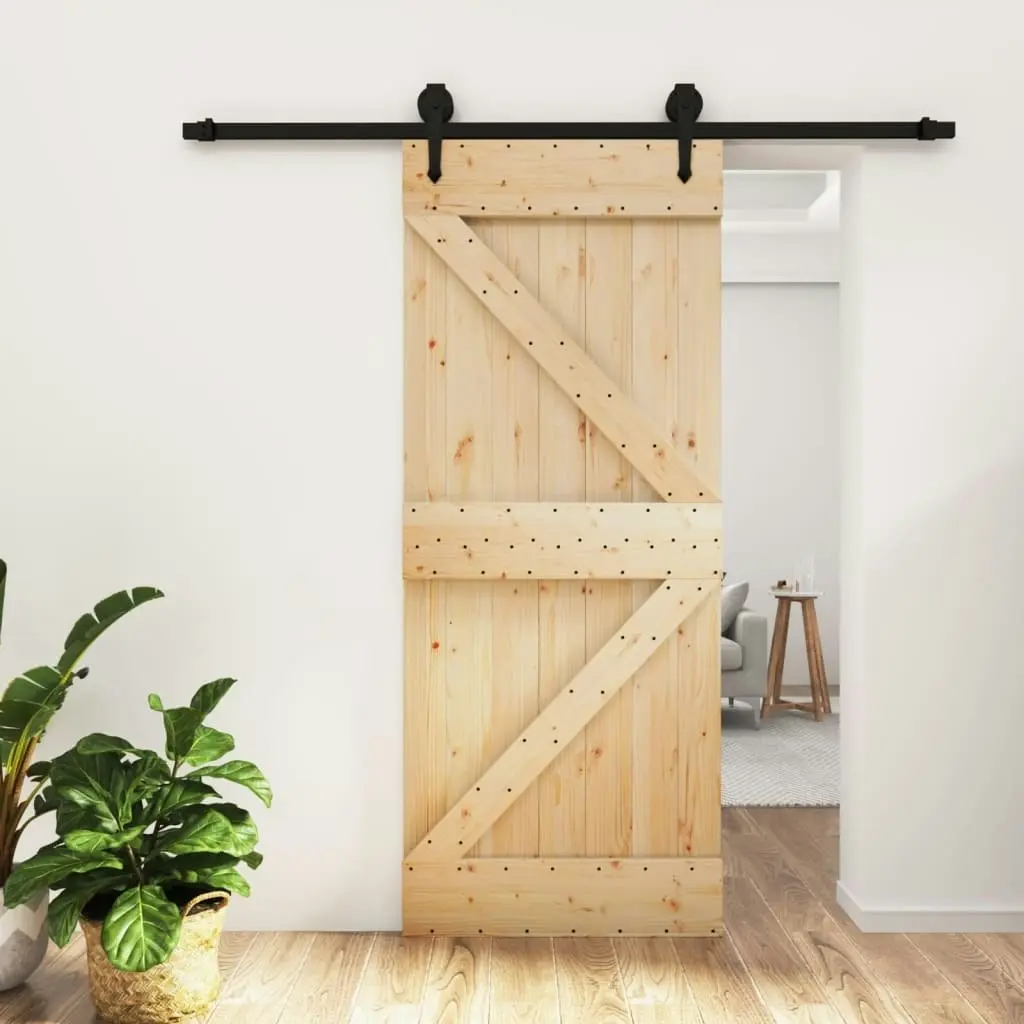 Sliding Door with Hardware Set 85x210 cm Solid Wood Pine 3203228