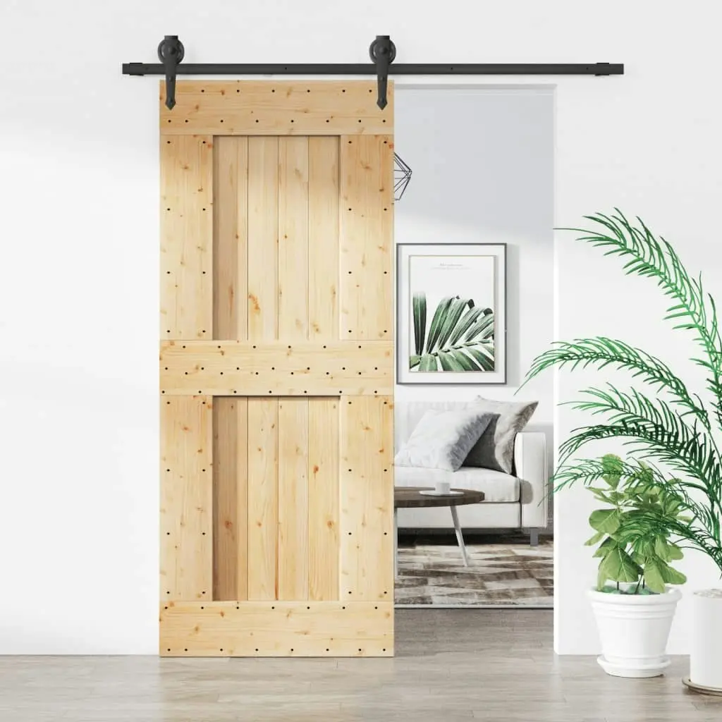 Sliding Door with Hardware Set 85x210 cm Solid Wood Pine 3203205