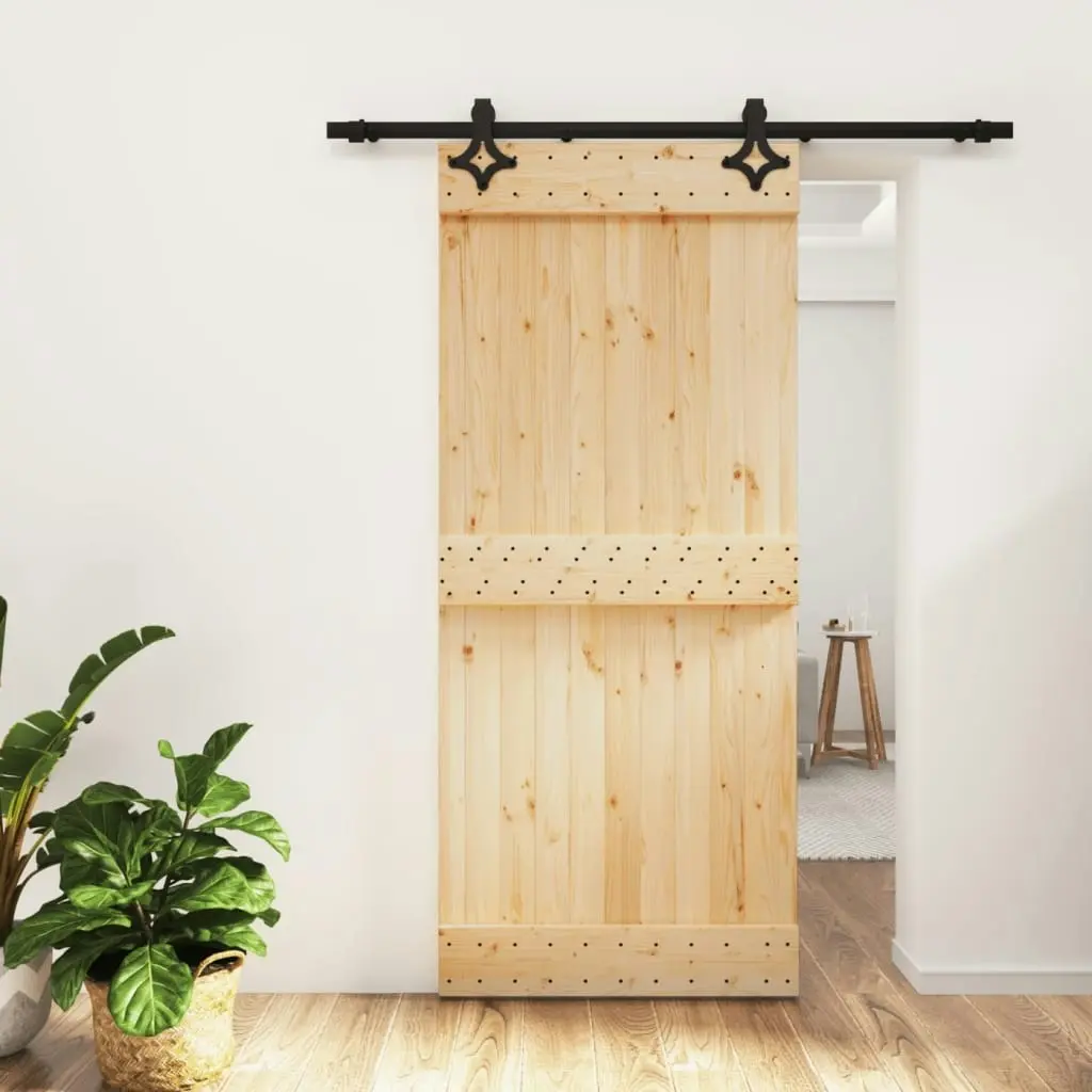 Sliding Door with Hardware Set 90x210 cm Solid Wood Pine 3203127