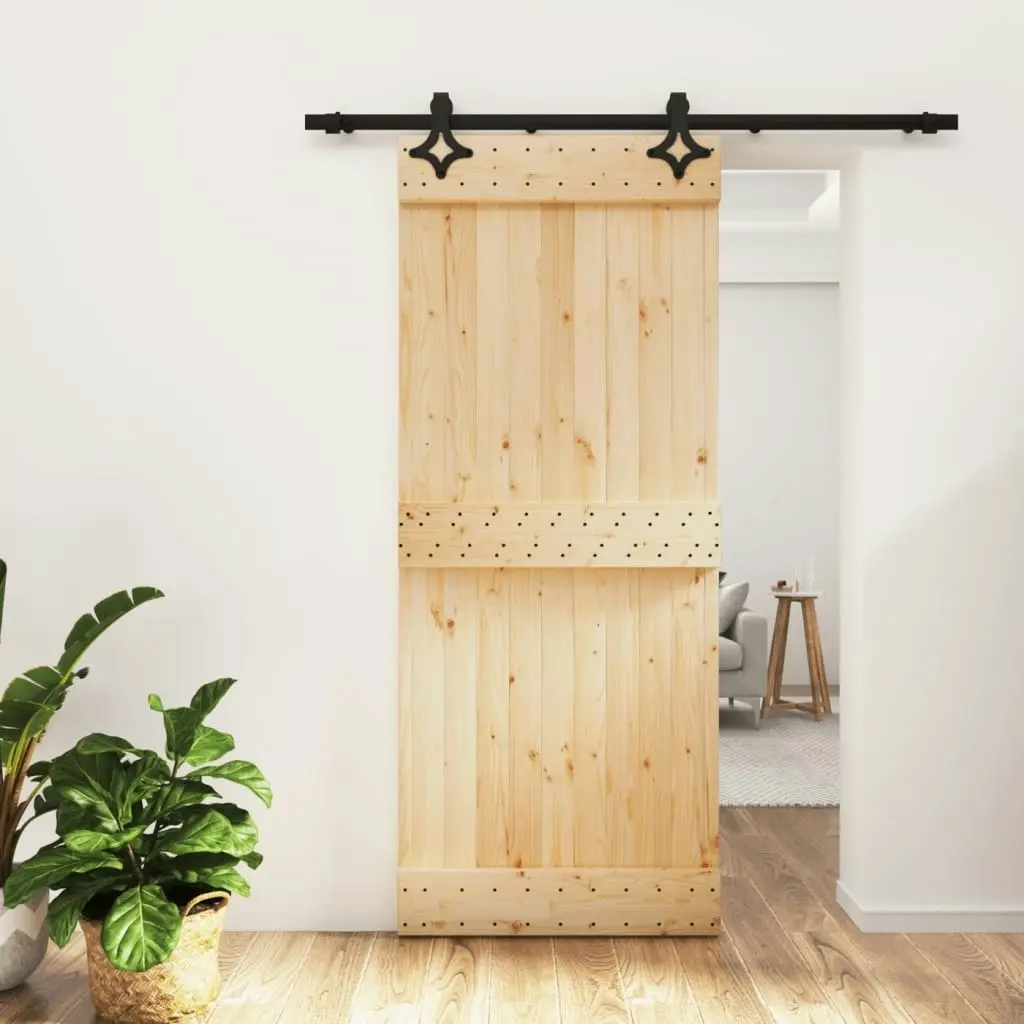 Sliding Door with Hardware Set 85x210 cm Solid Wood Pine 3203126